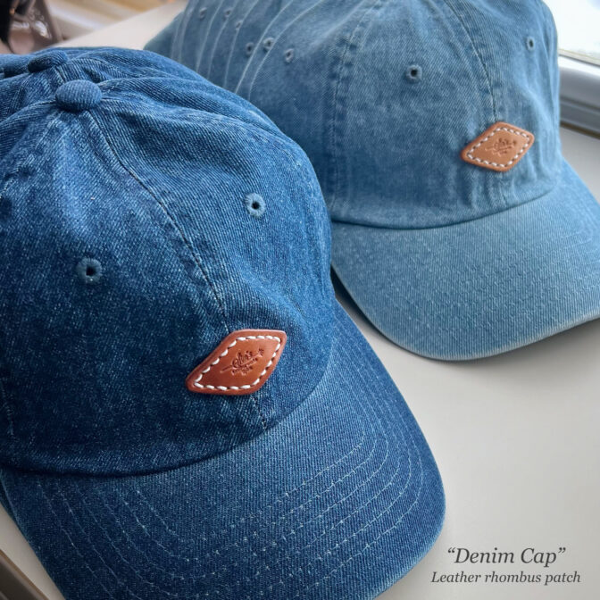 Denim Cap 】デニムキャップ ロゴ入りレザーパッチ 手縫い | SIM's Leather works Spirit【シムズ レザーワークス  スピリット】